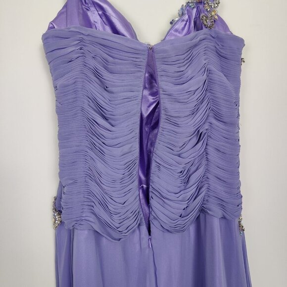 Coya Collection Women's Dress Size 8/10 Purple Handbeaded Ruched Prom Bridesmaid - Picture 6 of 9